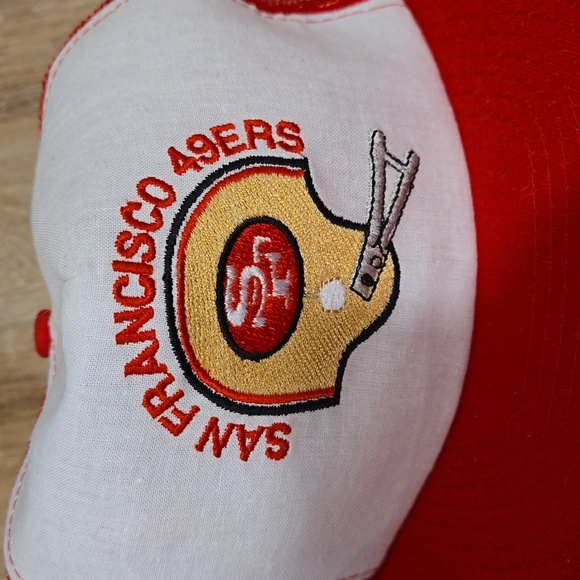 Vtg 80s deadstock NWOT San Francisco 49ers mesh snapback Trucker hat NFL - Picture 2 of 4